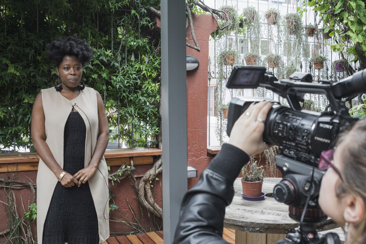 Filming an interview during Chispazo Inicial