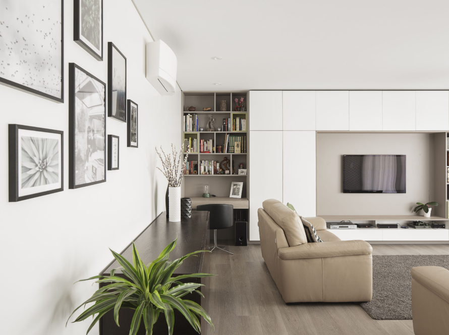 In the image we can see a modern and well decorated living room.